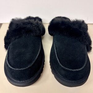 UGG Black Plush Fur Slippers